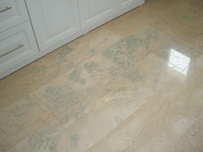 green stains after installing marble floor tiles