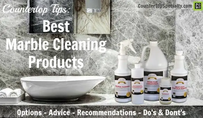 best and safest marble cleaning products - bottles of marble cleaners