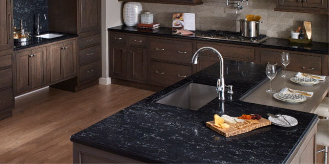 DuPont zodiaq quartz countertop in luxury kitchen - color onyx carrara - Corian Quartz