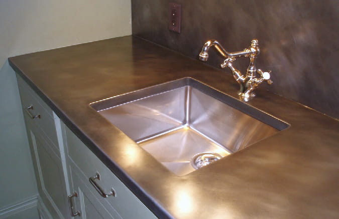 bronze metal countertops patina finish