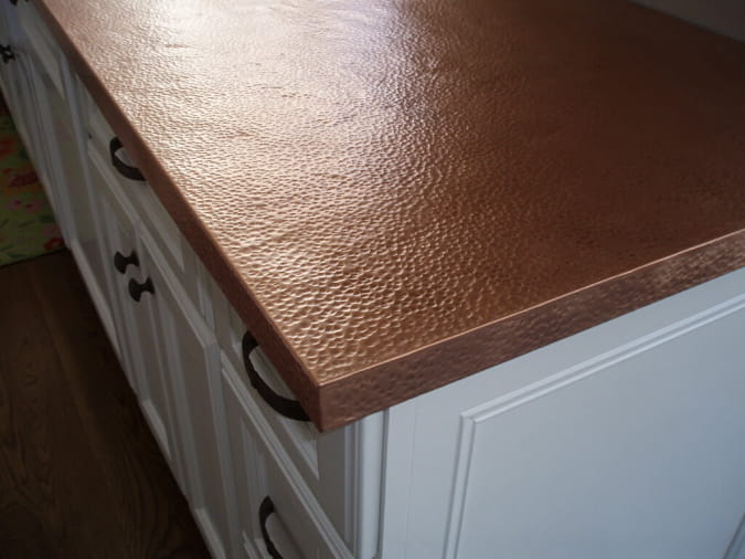 copper countertops hammered texture