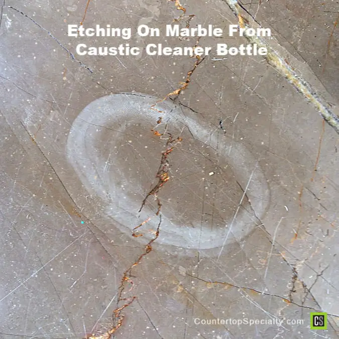 dull etch mark on marble using wrong marble cleaner