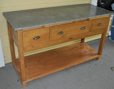 Antique Zinc Top Bakers Table