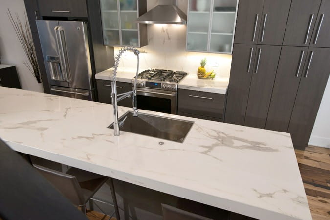 porcelain countertops that look like marble on kitchen island