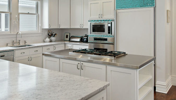 stainless steel countertops kitchen island white kitchen design