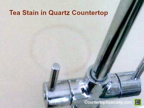 tea stain - white quartz countertop stain