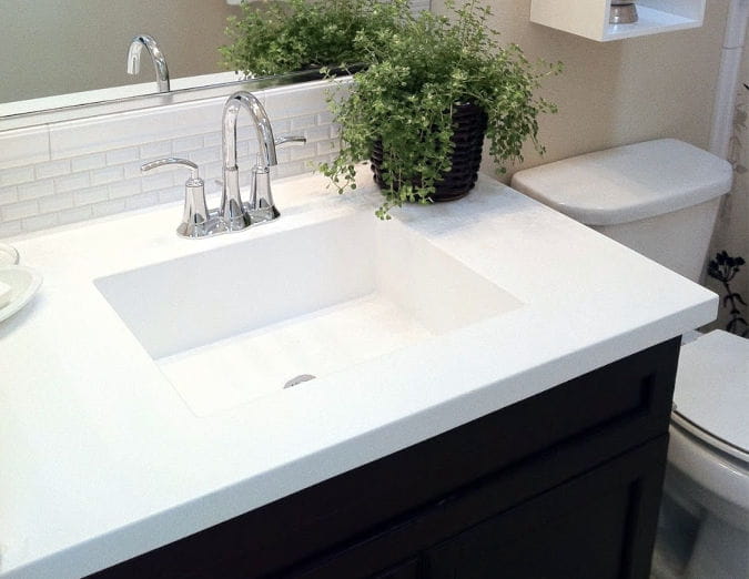 White Cultured Marble Bathroom Vanity Top