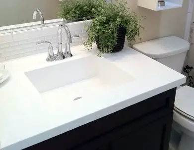 Cultured Marble Vs Corian Quartz, Molded Sink Vanity Top