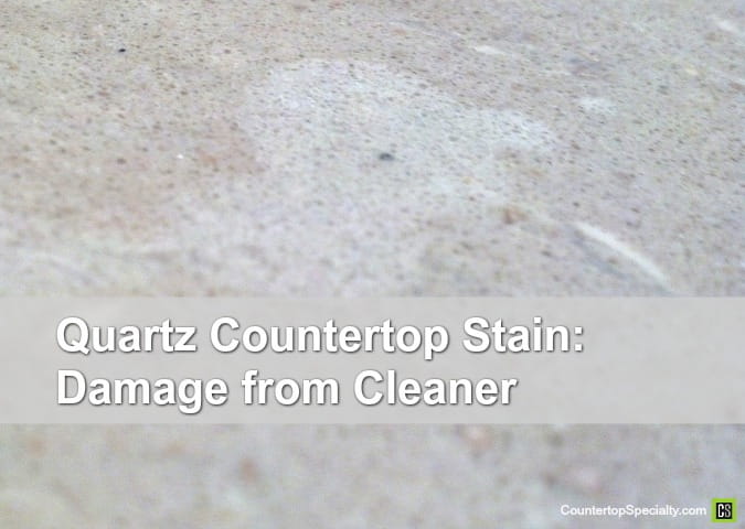 white quartz countertop stain bleached out from chemical damage